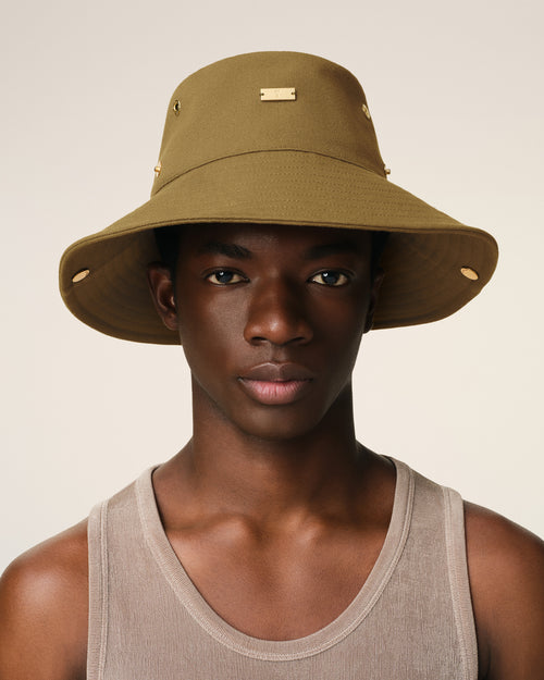 Khaki Cotton Ami de Coeur Plate Hat - 2 - Ami Paris