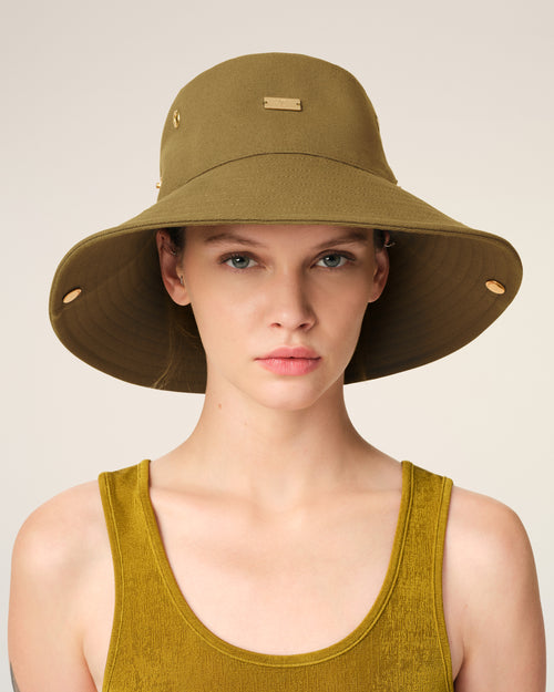 									Khaki Cotton Ami de Coeur Plate Hat - 3								 - Ami Paris