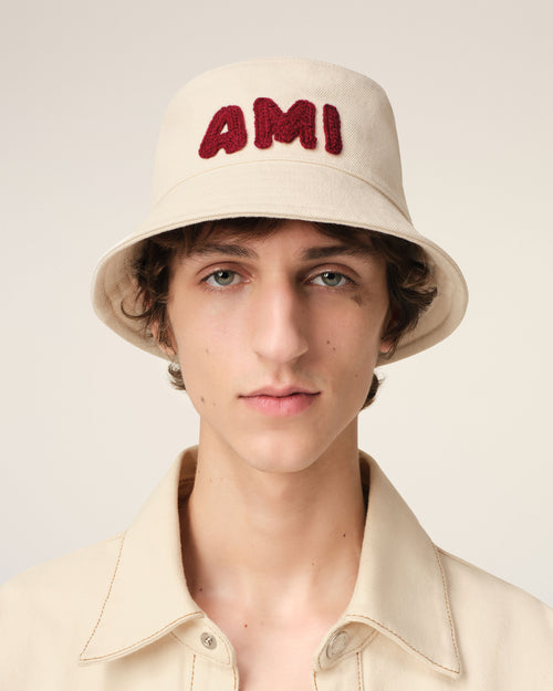 Beige Cotton Ami Paris Patch Bucket Hat - 2 - Ami Paris