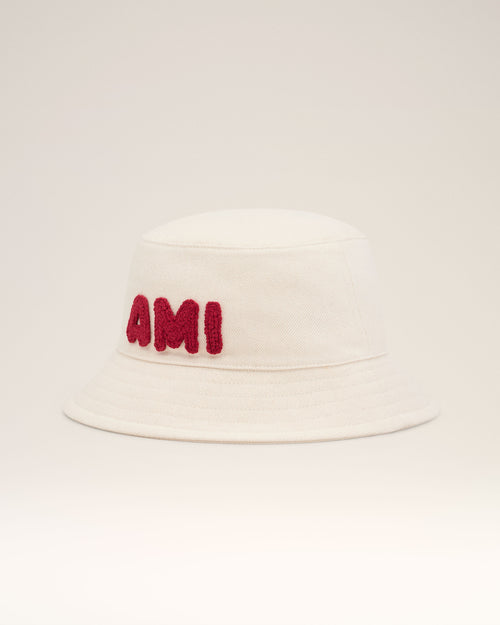 								Beige Cotton Ami Paris Patch Bucket Hat - 3							 - Ami Paris