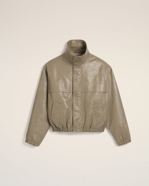 Green Leather Zipped Jacket - 4 - Ami Paris