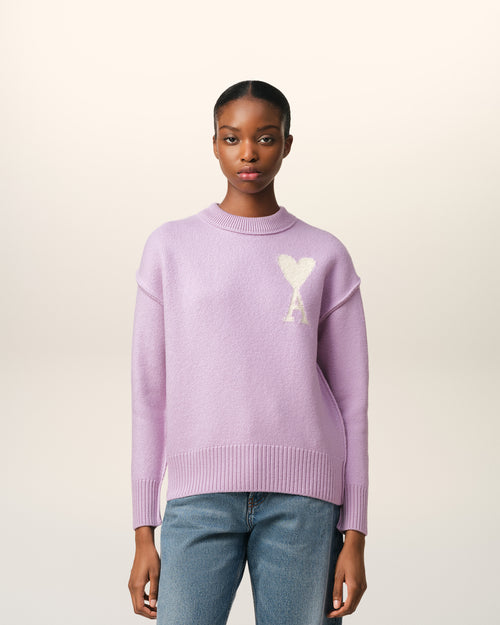 							Purple Wool Ami de Coeur Sweater - 3						 - Ami Paris