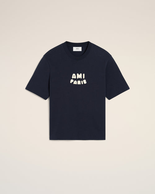 Navy Cotton Ami Paris Patch T-Shirt - 1 - Ami Paris