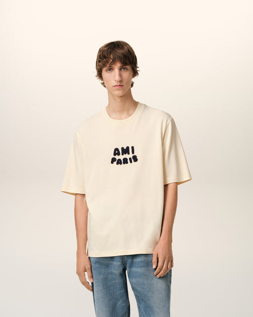 Beige Cotton Ami Paris Patch T-Shirt - 2 - Ami Paris