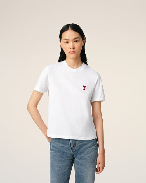 White Cotton Ami de Coeur T-Shirt - 9 - Ami Paris