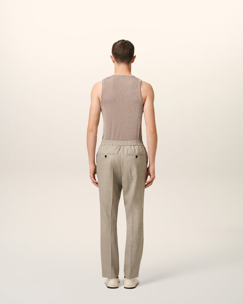 Beige Wool Elasticated Waist Trousers - 4 - Ami Paris