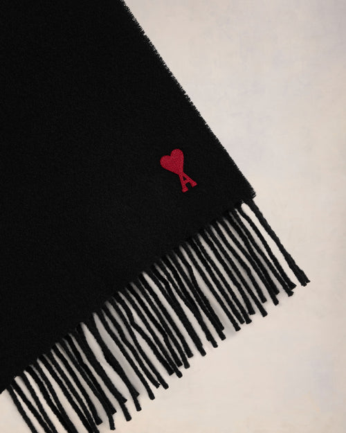 Black Wool Ami de Coeur Scarf - 6 - Ami Paris