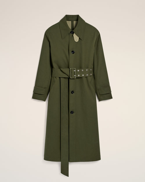 Green Cotton Belted Mac - 2 - Ami Paris