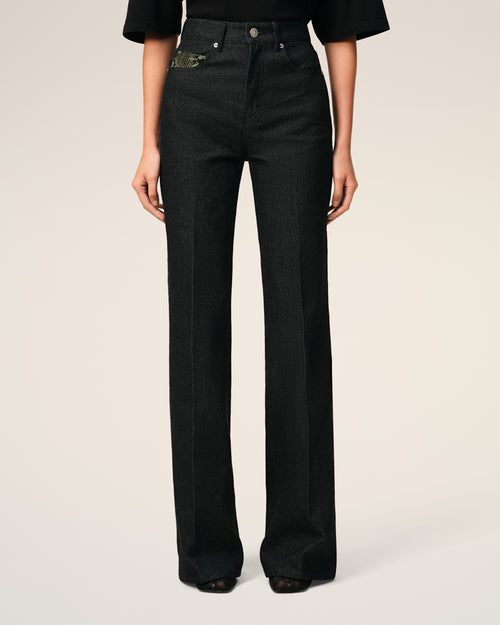 Black Cotton Flare Fit Jeans - 3 - Ami Paris