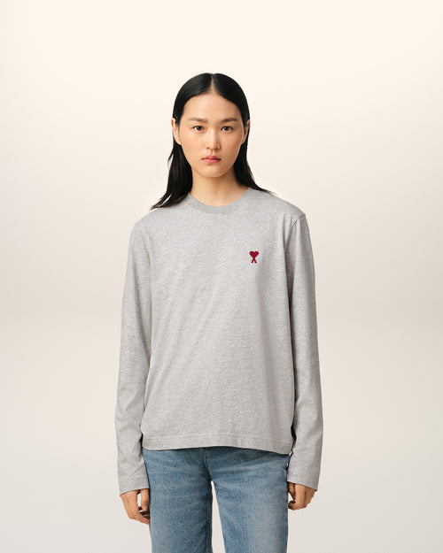 									Grey Cotton Ami de Coeur Long Sleeves T-Shirt - 3								 - Ami Paris