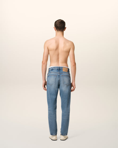 Blue Cotton Tapered Fit Jeans - 4 - Ami Paris