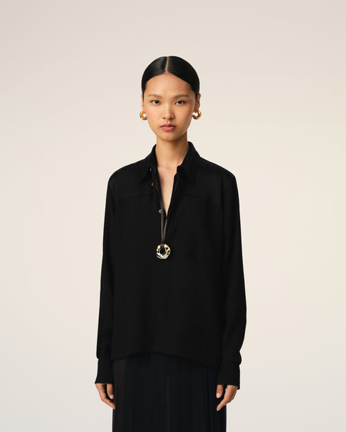 Black Contrasted Top Long Sleeve Shirt - 3 - Ami Paris