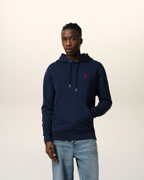 Hoodie Bleu Marine Ami de Coeur En Coton - 1 - Ami Paris