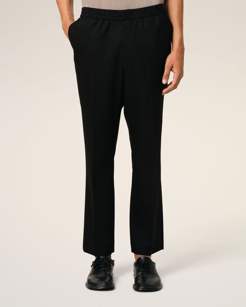 Black Wool Elasticated Waist Trousers - 3 - Ami Paris