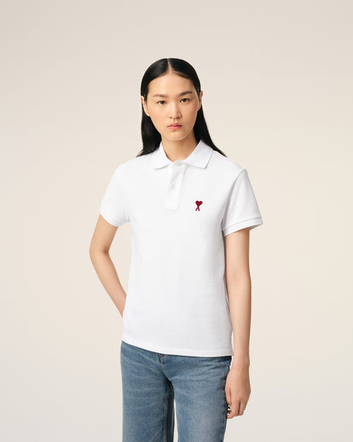 White Cotton Ami de Coeur Polo Shirt - 9 - Ami Paris