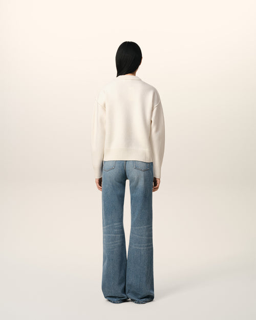 White Wool Ami de Coeur Sweater - 11 - Ami Paris