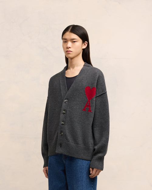 Cardigan Gris Ami de Coeur En Laine - 6 - Ami Paris