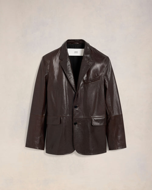 Leather Two Buttons Jacket - 2 - Ami Paris