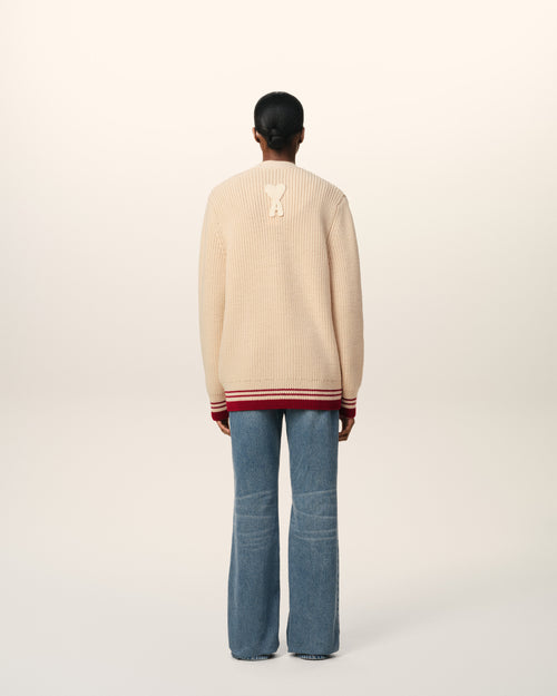 Beige Wool Ribbed Sweater - 11 - Ami Paris