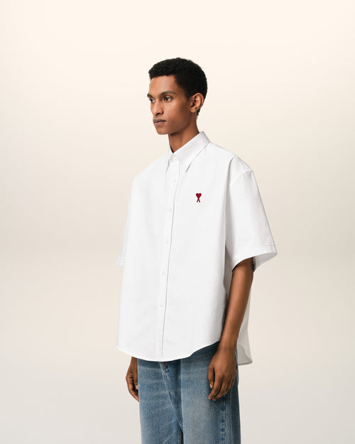 White Cotton Boxy Fit Short Sleeves Shirt - 6 - Ami Paris