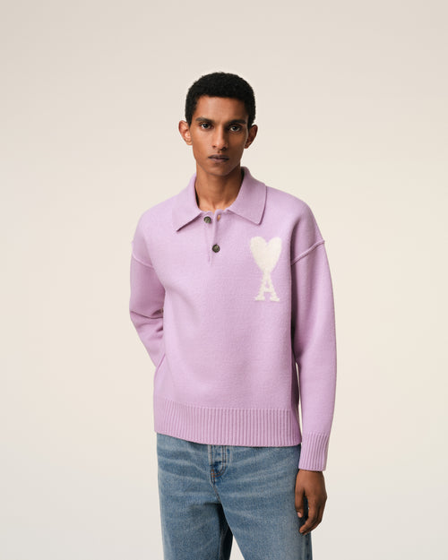 Purple Wool Ami de Coeur Polo - 3 - Ami Paris