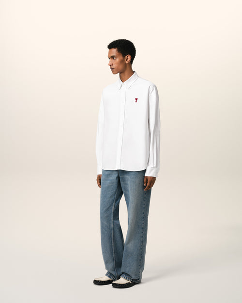 White Cotton Button-Down Ami de Coeur Shirt - 6 - Ami Paris