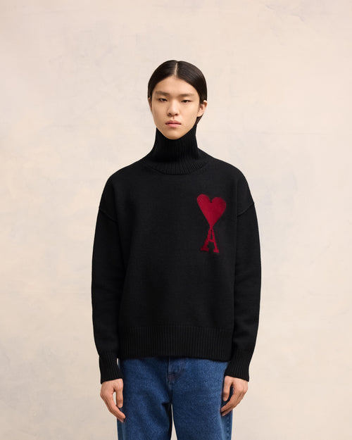 Black Wool Ami de Coeur Sweater - 3 - Ami Paris