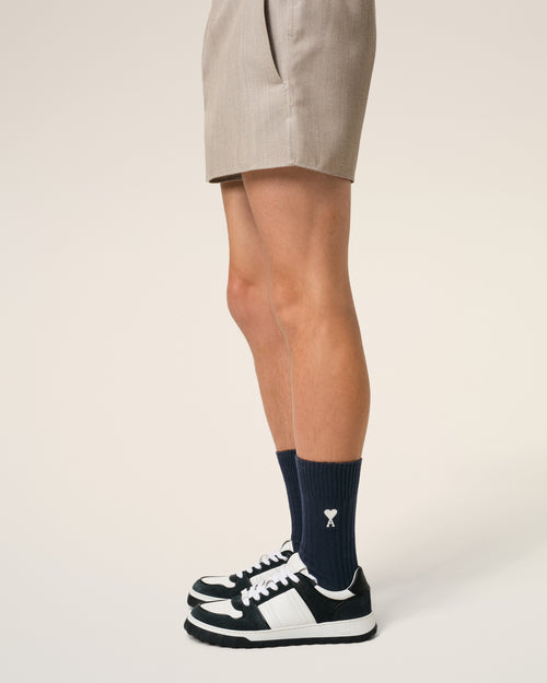 Navy Blended Cotton Ami de Coeur Socks - 1 - Ami Paris