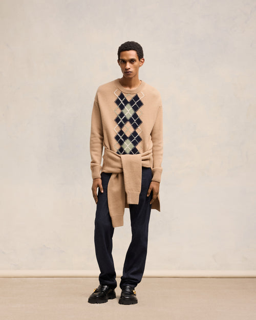 Argyle Pullover mit doppeltem Rundhalsausschnitt - 1 - Ami Paris