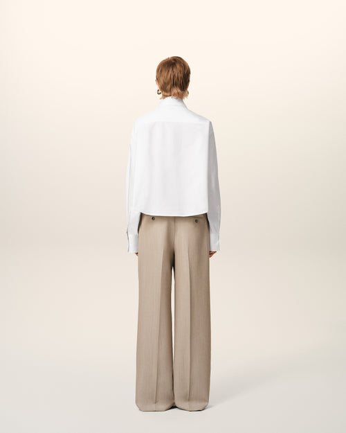 White Cotton Cropped Oversized Shirt - 11 - Ami Paris