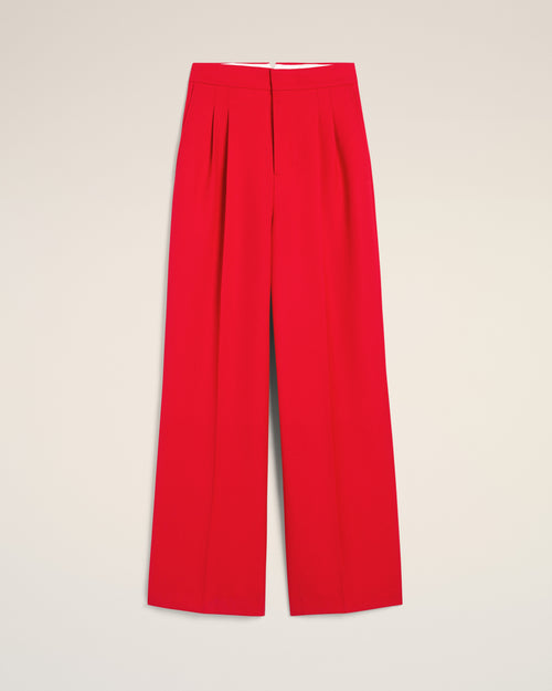 Red Wool High Waist Large Trousers - 4 - Ami Paris