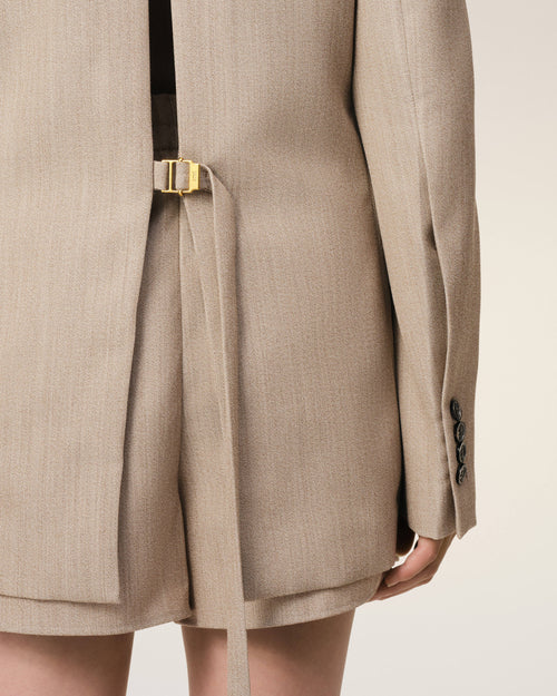 Beige Wool Back Slit Jacket - 4 - Ami Paris