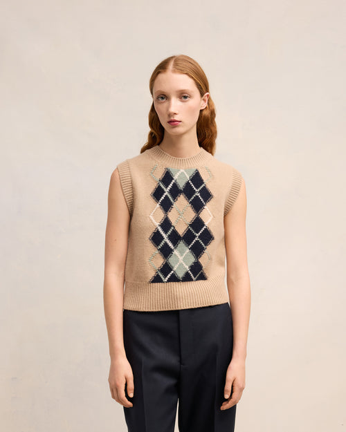 Pull Sans Manches Argyle - 3 - Ami Paris