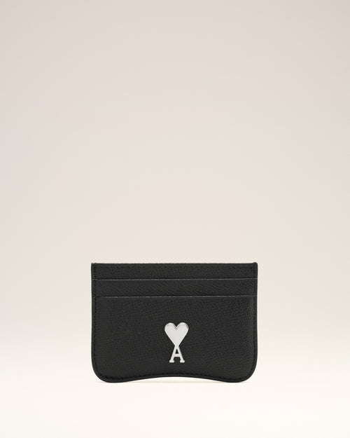 Black Leather Paris Paris Card Holder - 1 - Ami Paris