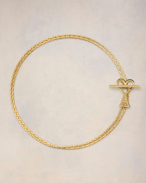 							Gold Brass Ami de Coeur 2 In 1 Chain Necklace - 3						 - Ami Paris