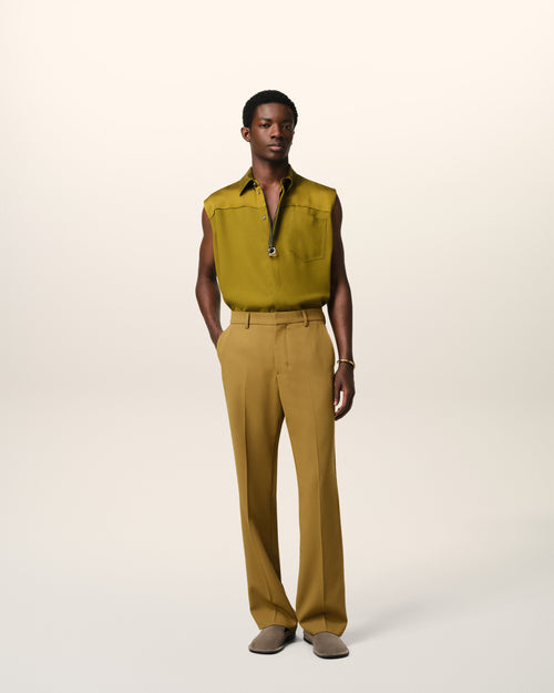 Mustard Wool Straight Fit Trousers - 2 - Ami Paris