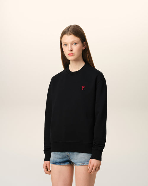 Black Cotton Ami de Coeur Sweatshirt - 12 - Ami Paris