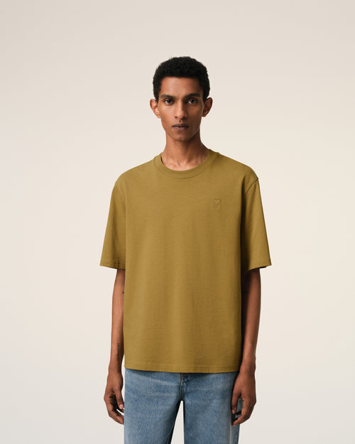 Ami de Coeur T-Shirt aus Baumwolle in Mustard - 3 - Ami Paris