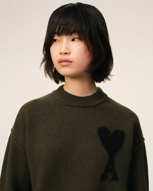 Khaki Wool Ami De Coeur Sweater - 10 - Ami Paris