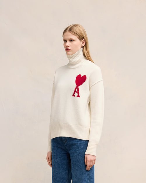 White Wool Ami de Coeur Sweater - 11 - Ami Paris