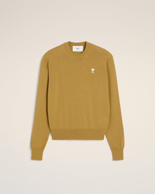 Mustard Wool Ami de Coeur Crew Neck Sweater - 1 - Ami Paris