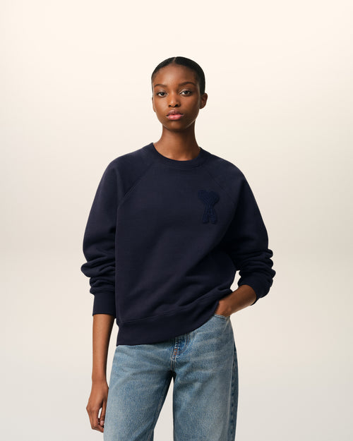 									Sweatshirt Bleu Marine Patch Ami de Coeur En Coton - 3								 - Ami Paris