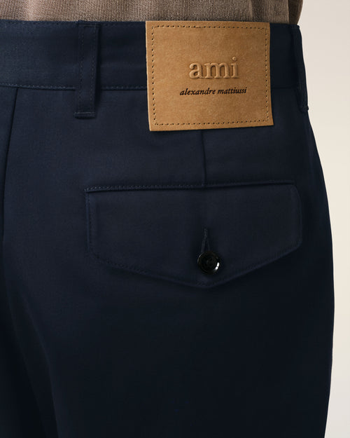 Navy Cotton Carrot Oversized Trousers - 5 - Ami Paris