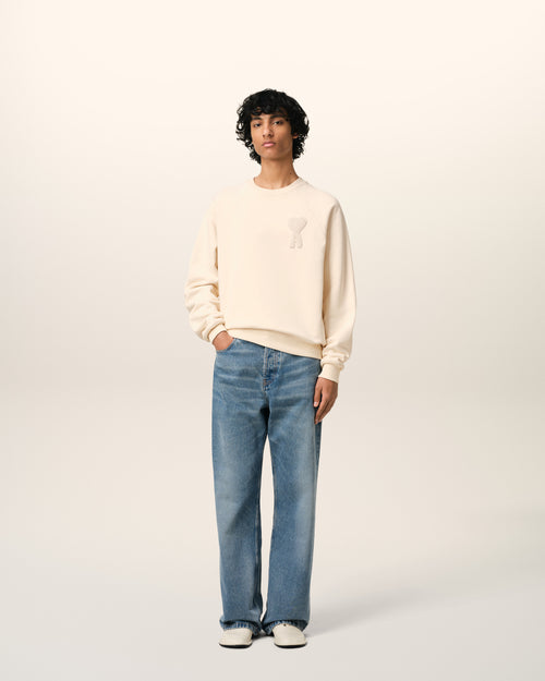 Beige Cotton Ami de Coeur Patch Sweatshirt - 2 - Ami Paris