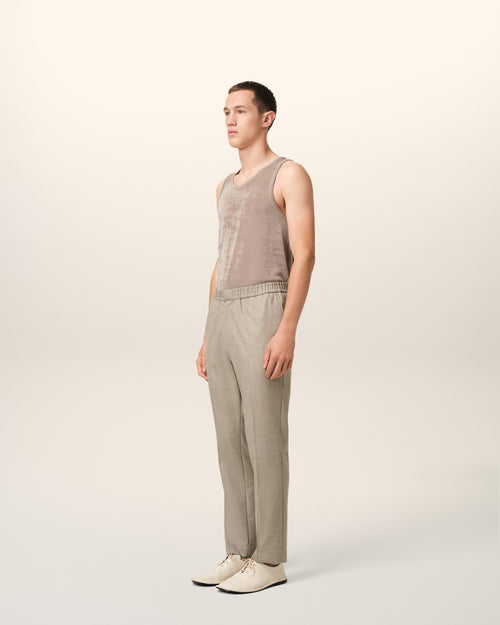 Beige Wool Elasticated Waist Trousers - 6 - Ami Paris