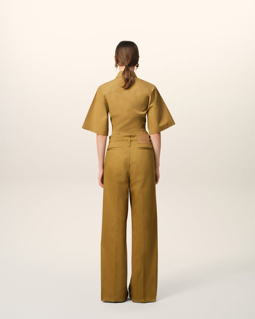 Mustard Cotton Baggy Fit Trousers - 4 - Ami Paris