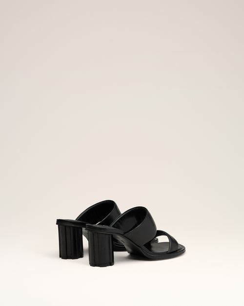 Black Leather Piano Sandals - 3 - Ami Paris