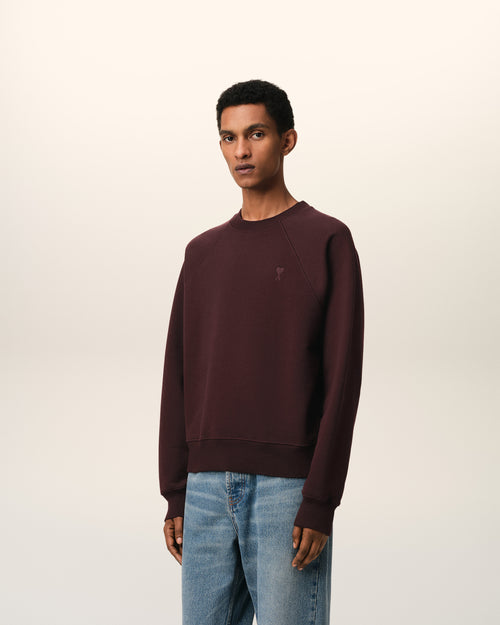 Burgundy Cotton Tonal Ami de Coeur Sweatshirt - 6 - Ami Paris