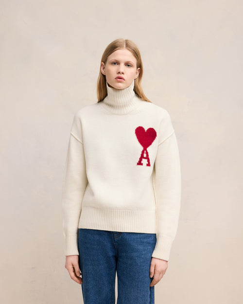 Pull Blanc Ami de Coeur En Laine - 8 - Ami Paris