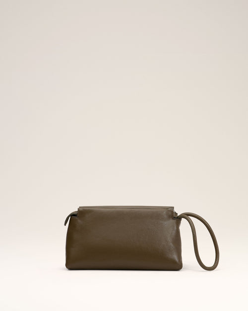 Khaki Leather Voulez-Vous Pouch - 3 - Ami Paris